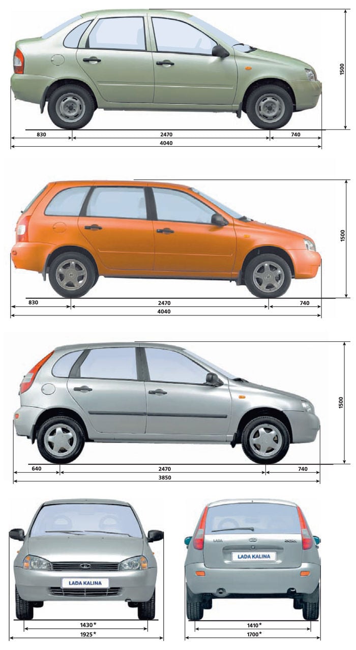 ВАЗ Kalina I (5 дв. хэтчбек) – габариты и размеры