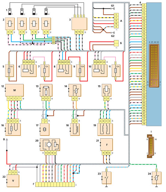Ваз 21114 схема электрическая