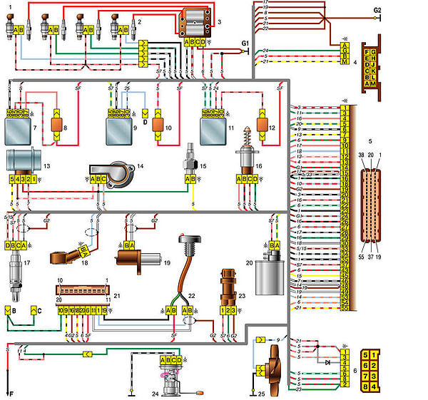 Схема электрооборудования ВАЗ 2114